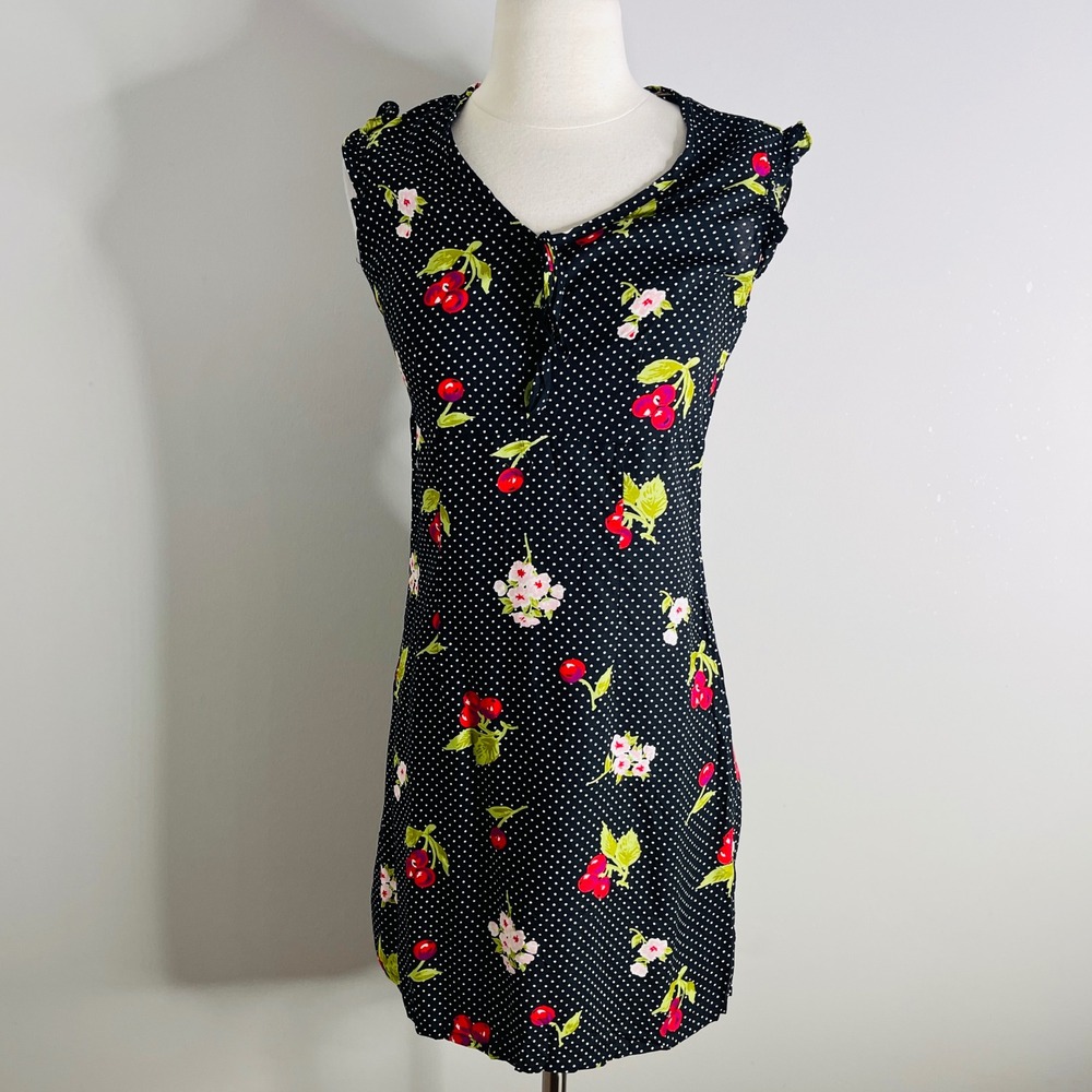 No Boundaries Black Cherry Polka Dot Mini Dress Grunge Rockabilly Small 3/5